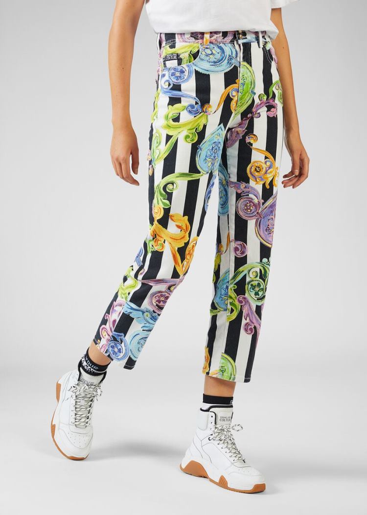 Versace Jeans Couture Multicolor Baroque Jewels Print Jeans τζιν παντελονι Jeans Couture ασπρα | NVM51UE