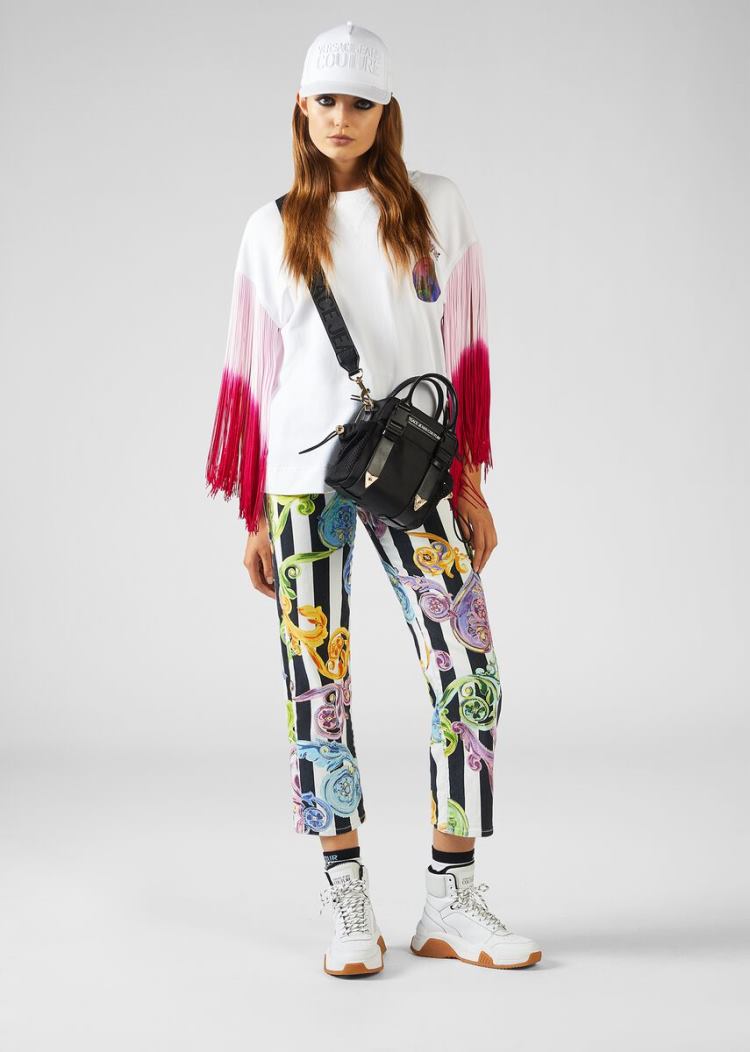 Versace Jeans Couture Multicolor Baroque Jewels Print Jeans τζιν παντελονι Jeans Couture ασπρα | NVM51UE