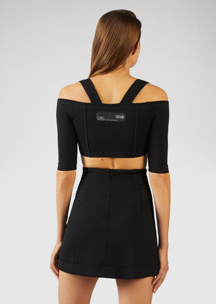 Versace Jeans Couture Salopette Hardware Accent Crop-Top Αριστος Jeans Couture μαυρα | NE1NEOE