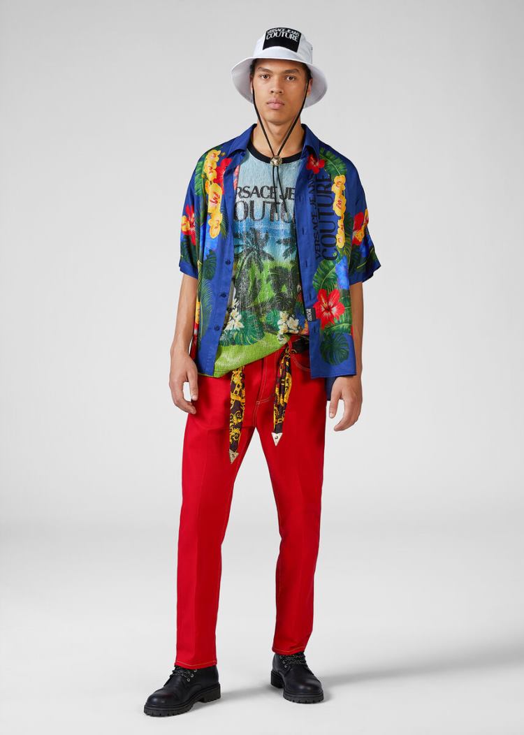 Versace Jeans Couture Sequined Tropical Island Print Motif T Shirt μπλουζακια Jeans Couture Πολύχρωμο | NMM8X1M
