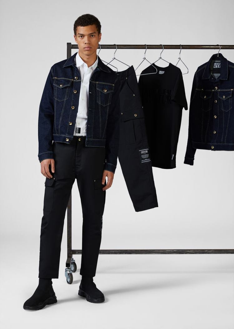 Versace Jeans Couture Slim Fit Denim Jacket μπουφαν Jeans Couture μπλε | AJWGDIL