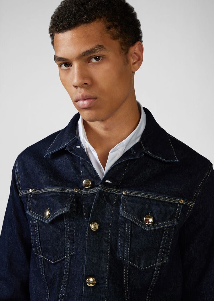 Versace Jeans Couture Slim Fit Denim Jacket μπουφαν Jeans Couture μπλε | AJWGDIL
