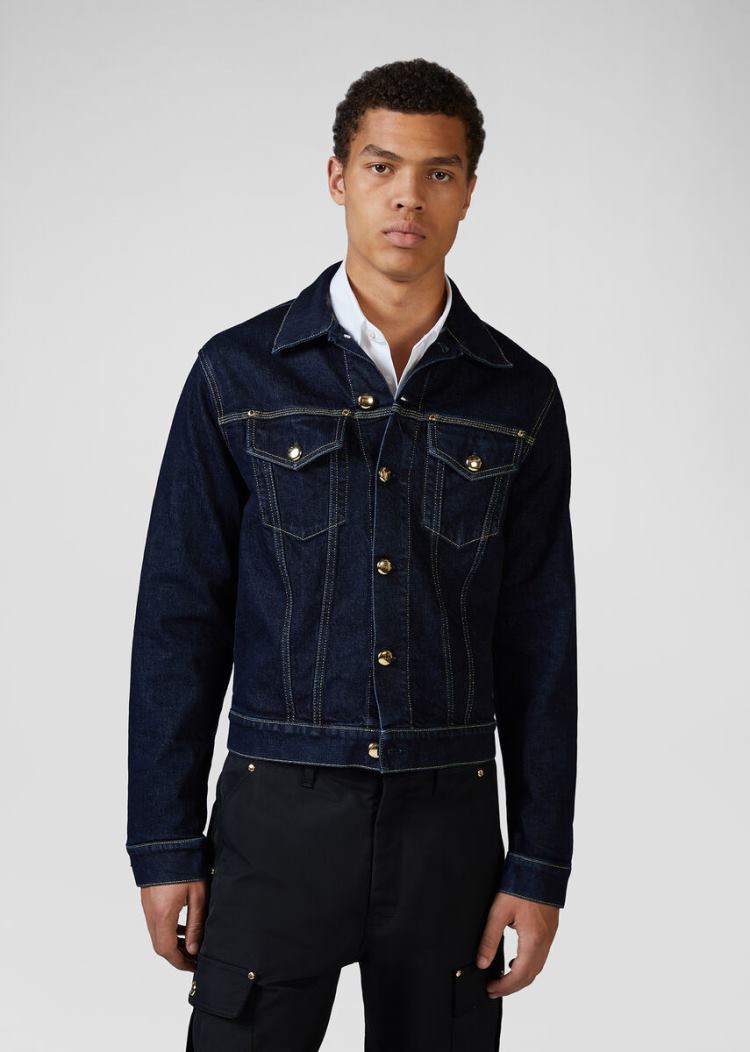 Versace Jeans Couture Slim Fit Denim Jacket μπουφαν Jeans Couture μπλε | AJWGDIL