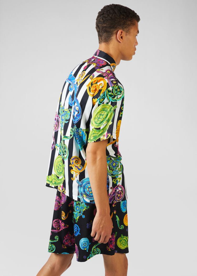 Versace Jeans Couture Striped Baroque Jewels Print Shirt πουκαμισα Jeans Couture ασπρα | J4KHNQI