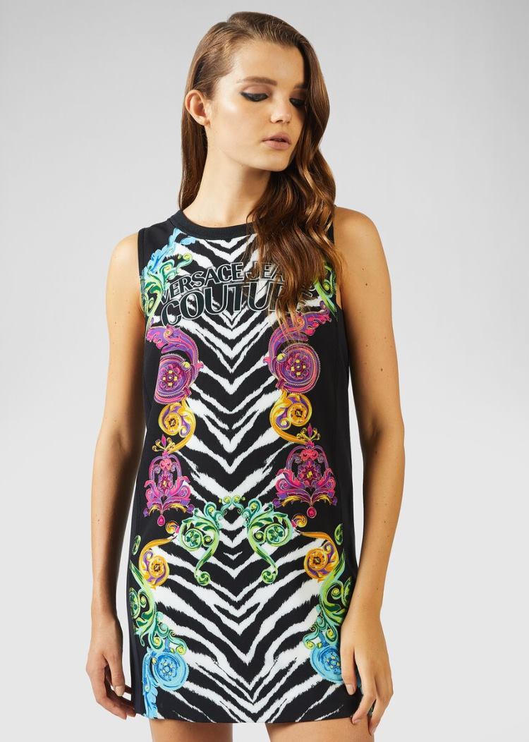 Versace Jeans Couture Striped Baroque Jewels Motif Mini-φορεμα φορεμα Jeans Couture Πολύχρωμο | UAH3Z2S