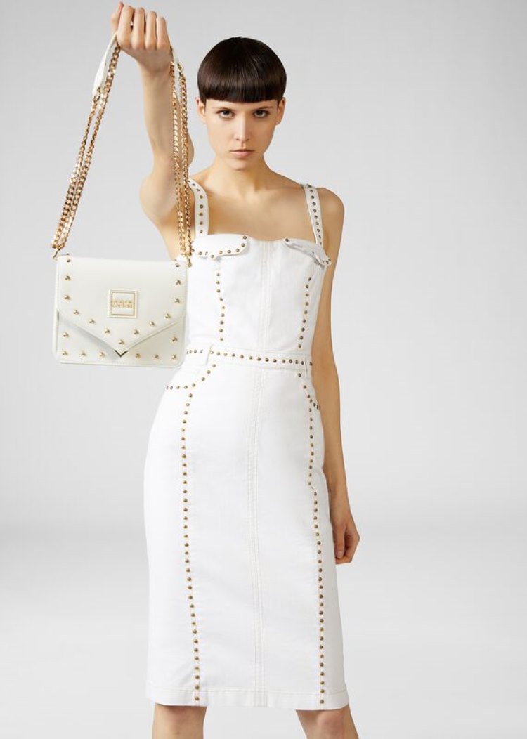 Versace Jeans Couture Stud Revolution Cross-Body Mini Bag τσαντα Jeans Couture ασπρα | 8EVMFJ4