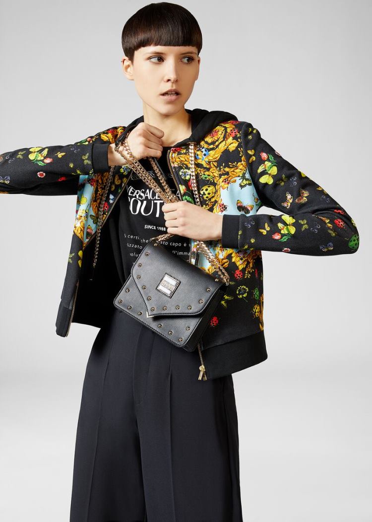 Versace Jeans Couture Stud Revolution Cross-Body Mini Bag τσαντα Jeans Couture μαυρα | P2LUFEV