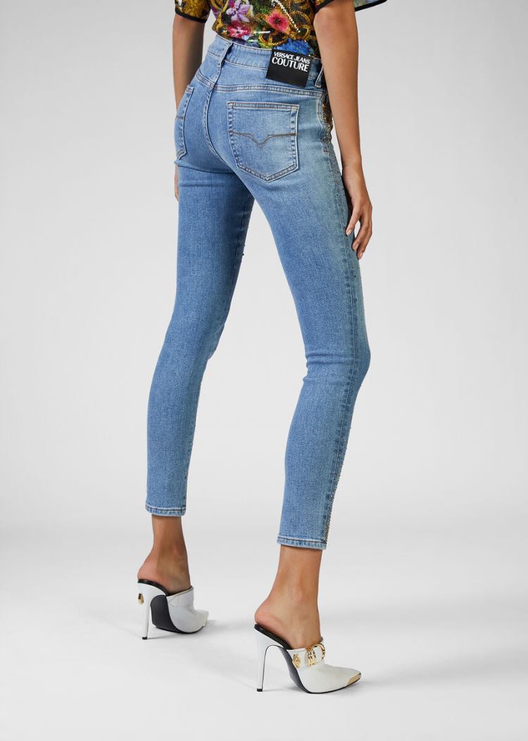 Versace Jeans Couture Studded Cropped Jeans τζιν παντελονι Jeans Couture μπλε | EUMLEVP