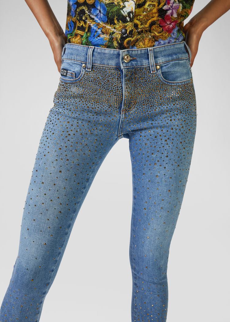 Versace Jeans Couture Studded Cropped Jeans τζιν παντελονι Jeans Couture μπλε | EUMLEVP