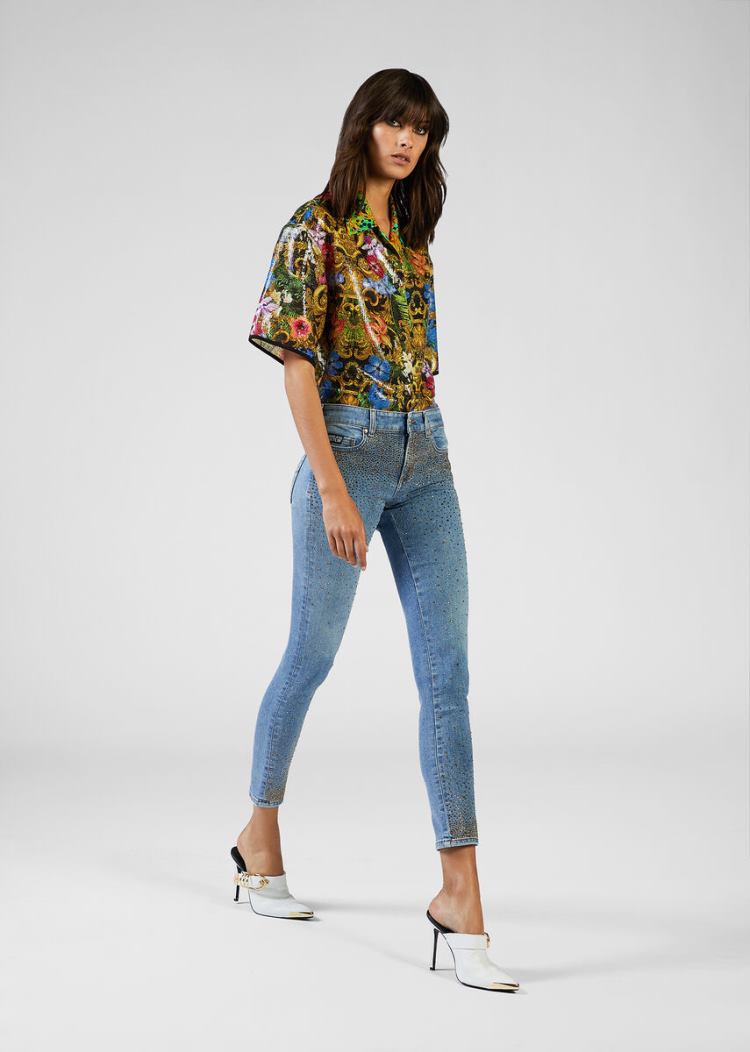 Versace Jeans Couture Studded Cropped Jeans τζιν παντελονι Jeans Couture μπλε | EUMLEVP