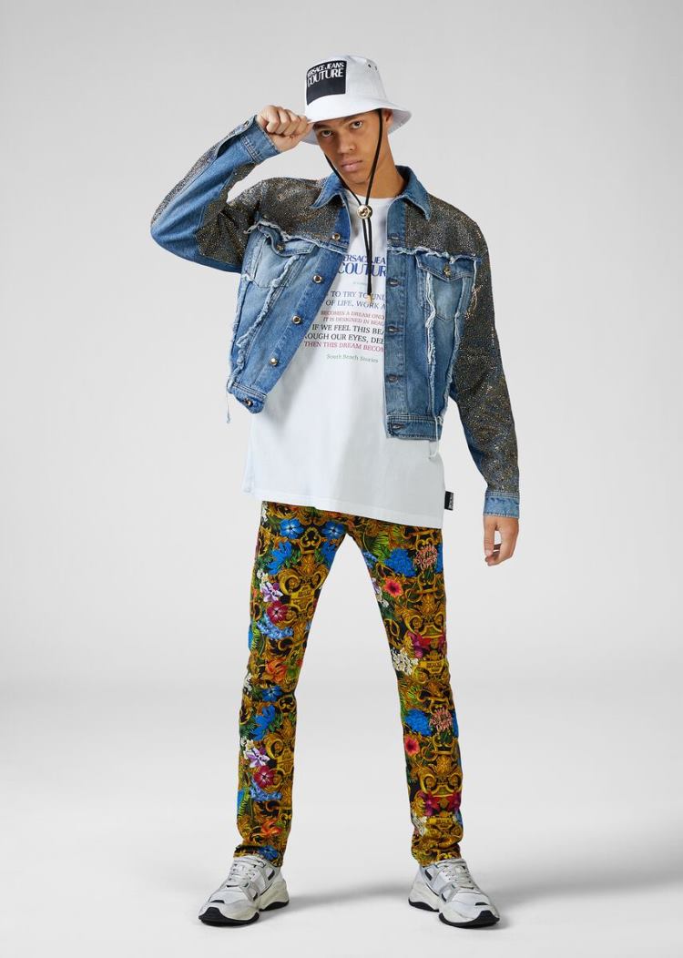 Versace Jeans Couture Studded Denim Jacket μπουφαν Jeans Couture μπλε | AW0H9O3