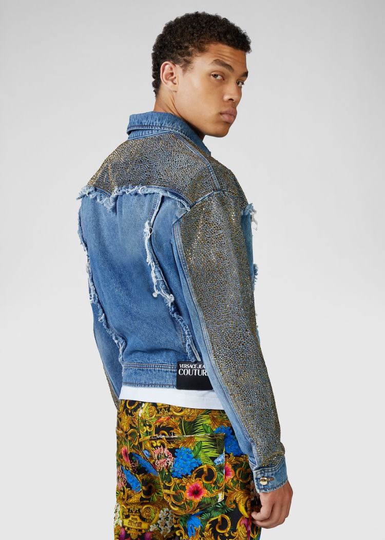 Versace Jeans Couture Studded Denim Jacket μπουφαν Jeans Couture μπλε | AW0H9O3