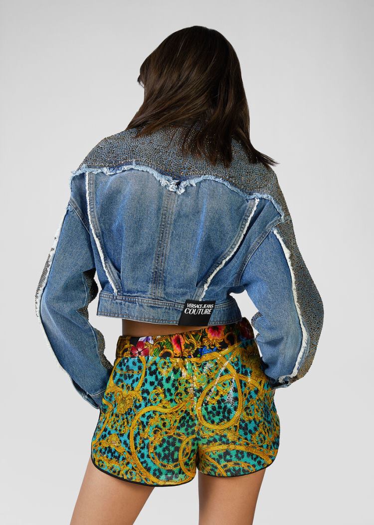 Versace Jeans Couture Studded Denim Jacket μπουφαν Jeans Couture μπλε | VINCYT3