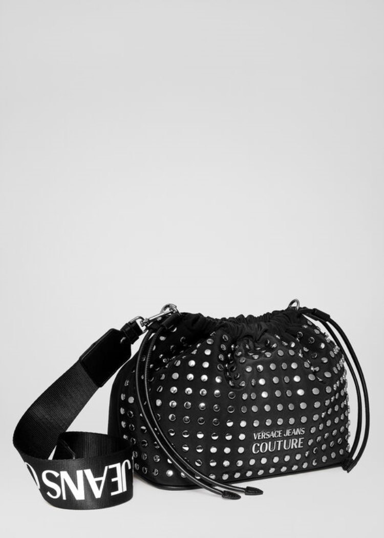 Versace Jeans Couture Studded Logo Bucket Bag τσαντα Jeans Couture μαυρα | F7TQ3SA