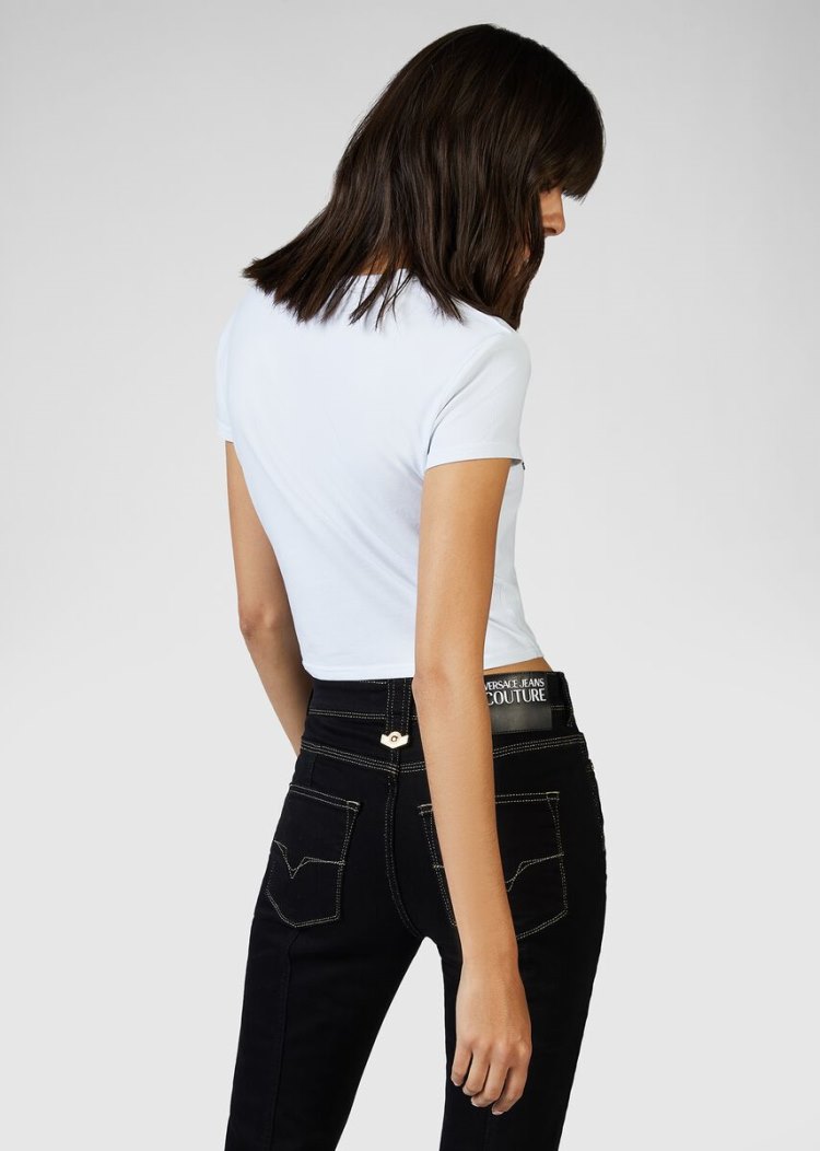 Versace Jeans Couture Studded Logo T Shirt μπλουζακια Jeans Couture ασπρα | YYHLQMY