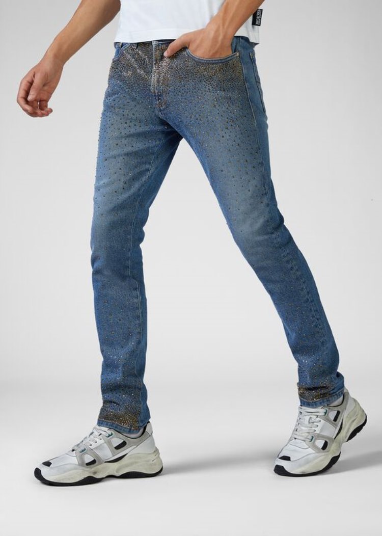 Versace Jeans Couture Studded Skinny Fit Jeans τζιν παντελονι Jeans Couture μπλε | L6M68P5