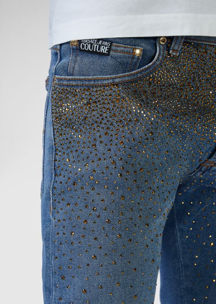 Versace Jeans Couture Studded Skinny Fit Jeans τζιν παντελονι Jeans Couture μπλε | L6M68P5
