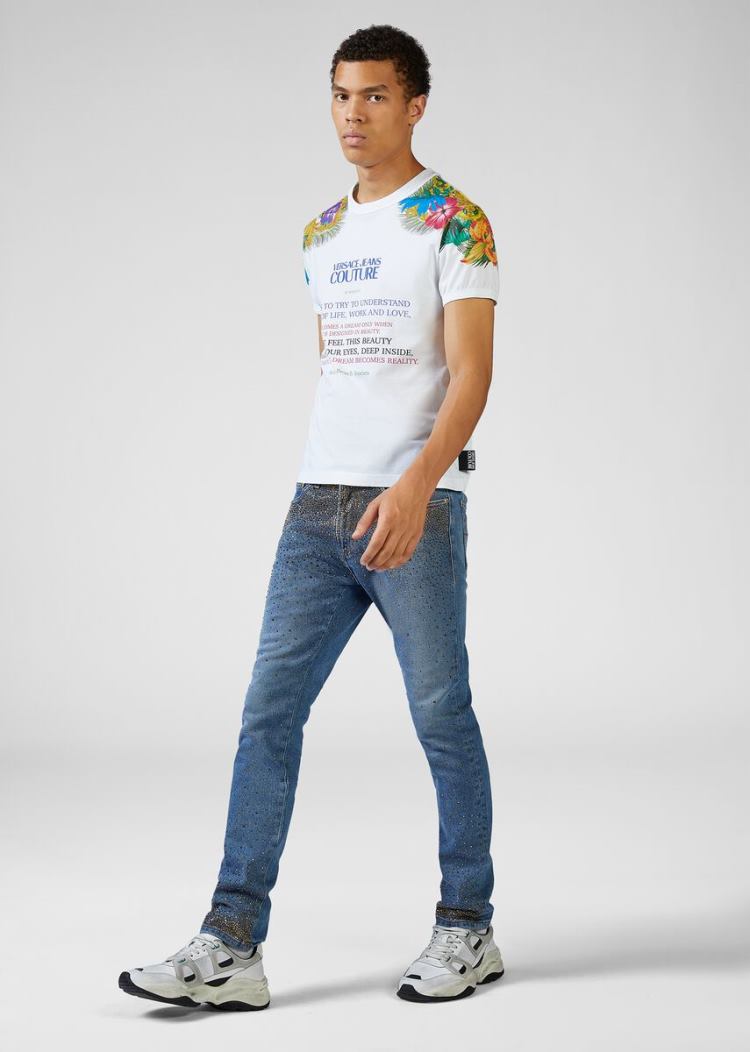 Versace Jeans Couture Studded Skinny Fit Jeans τζιν παντελονι Jeans Couture μπλε | L6M68P5