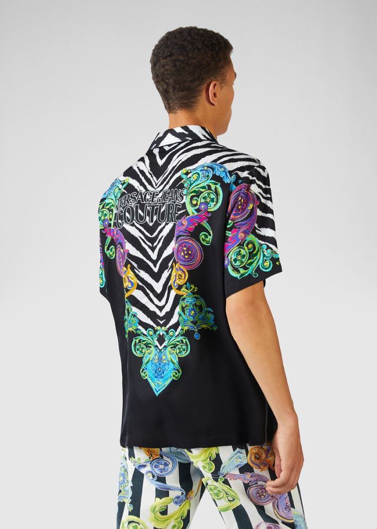 Versace Jeans Couture Tiger Baroque Print Shirt πουκαμισα Jeans Couture μαυρα | 0MEHTAR