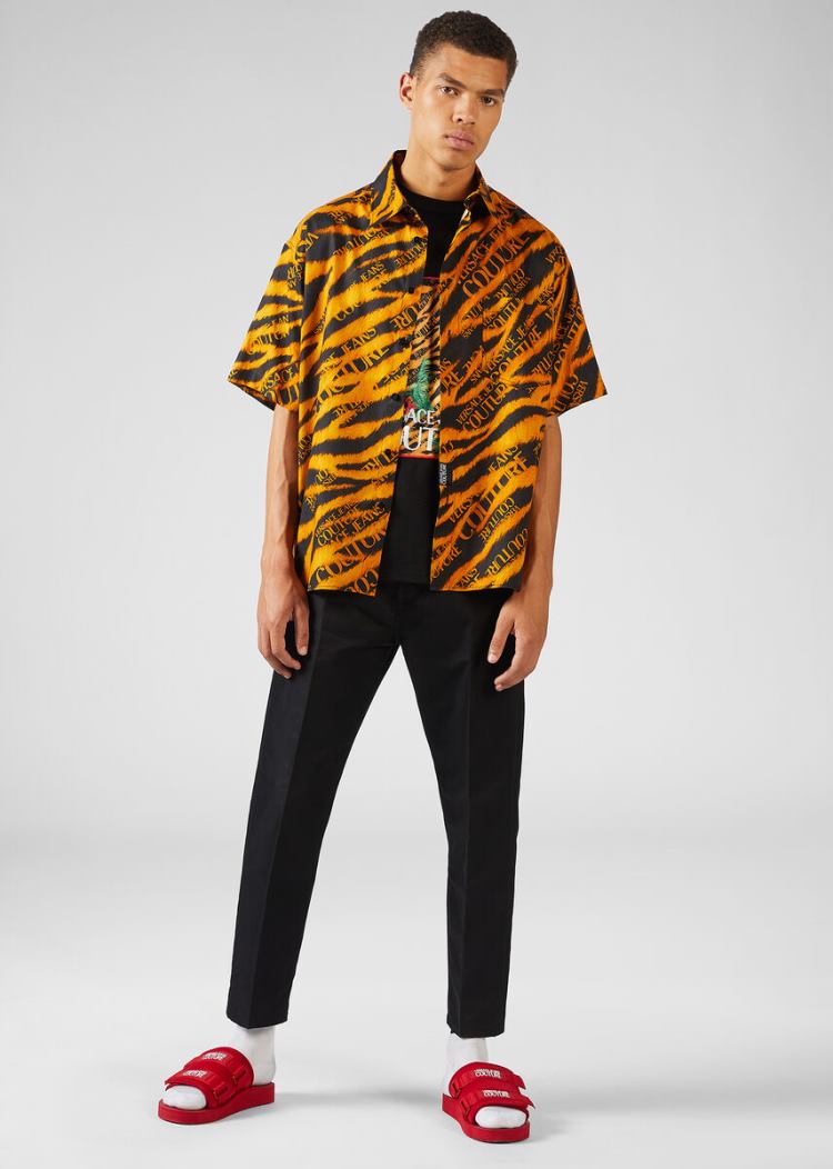 Versace Jeans Couture Tiger Baroque Print Shirt πουκαμισα Jeans Couture μαυρα | 1X3O44H