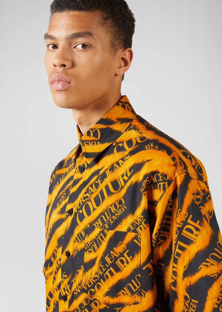 Versace Jeans Couture Tiger Baroque Print Shirt πουκαμισα Jeans Couture μαυρα | 1X3O44H