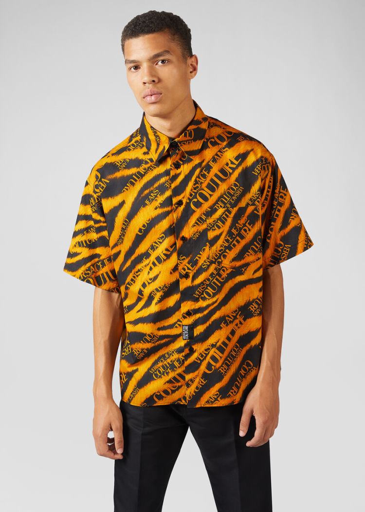 Versace Jeans Couture Tiger Baroque Print Shirt πουκαμισα Jeans Couture μαυρα | 1X3O44H