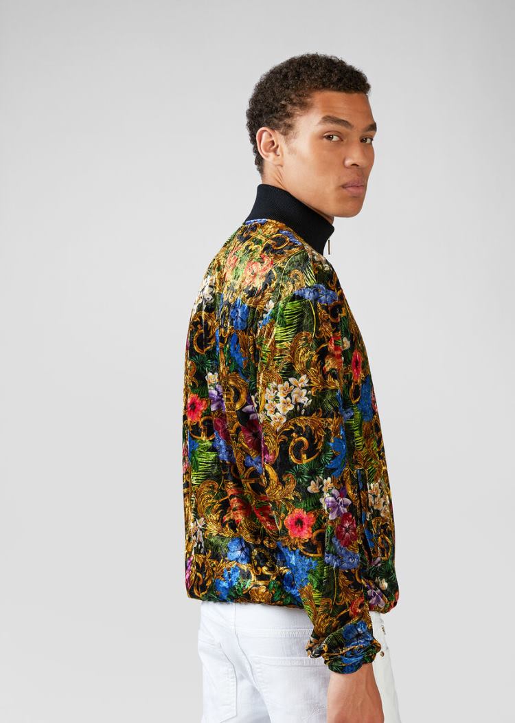 Versace Jeans Couture Tropical Baroque Print Velvet Sweatshirt μπουφαν Jeans Couture Πολύχρωμο | 1NKOY5V