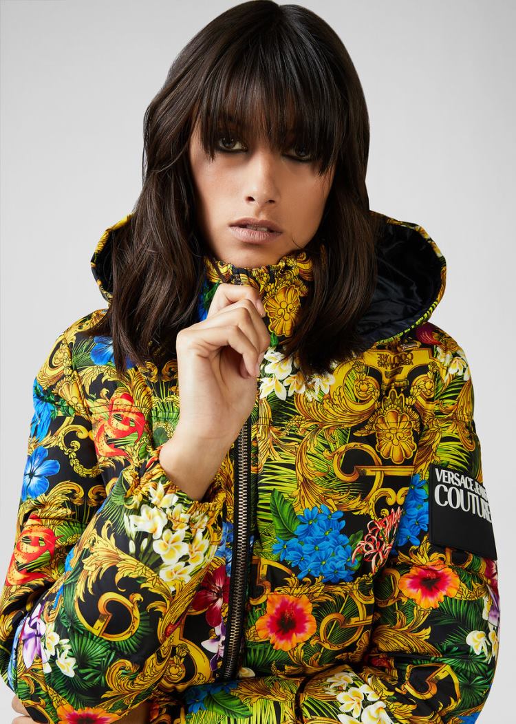 Versace Jeans Couture Tropical Baroque Print Puffer Jacket μπουφαν Jeans Couture Πολύχρωμο | 4PHRAVU