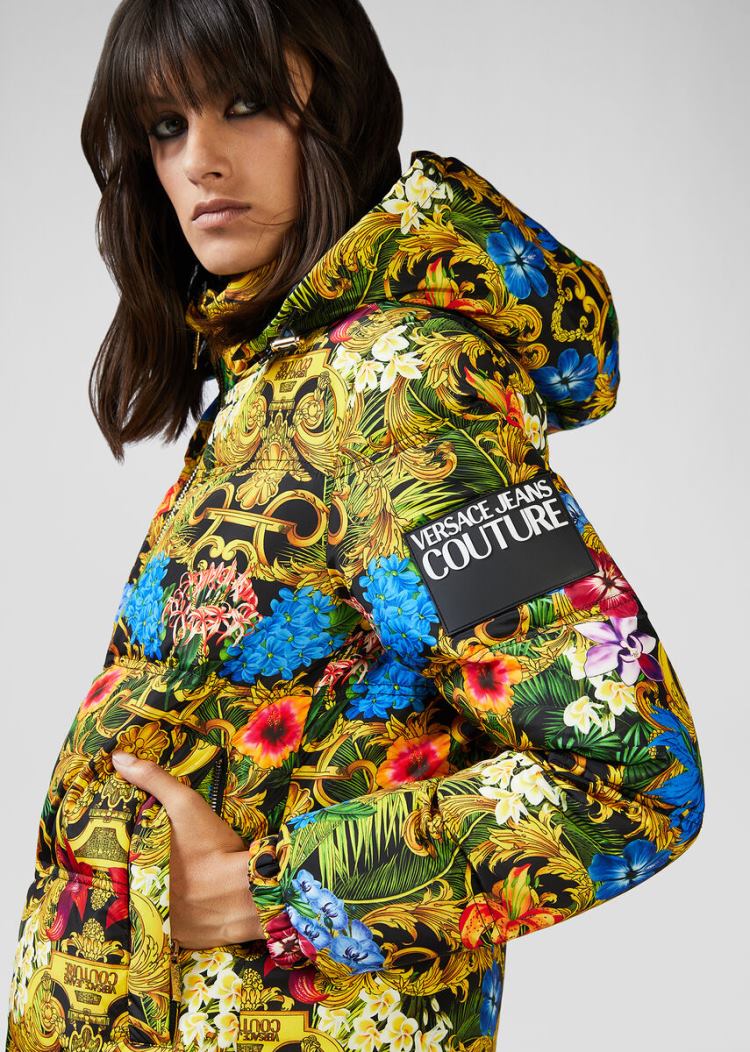 Versace Jeans Couture Tropical Baroque Print Puffer Jacket μπουφαν Jeans Couture Πολύχρωμο | 4PHRAVU