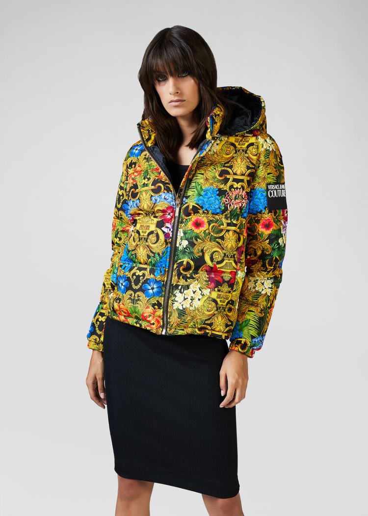 Versace Jeans Couture Tropical Baroque Print Puffer Jacket μπουφαν Jeans Couture Πολύχρωμο | 4PHRAVU