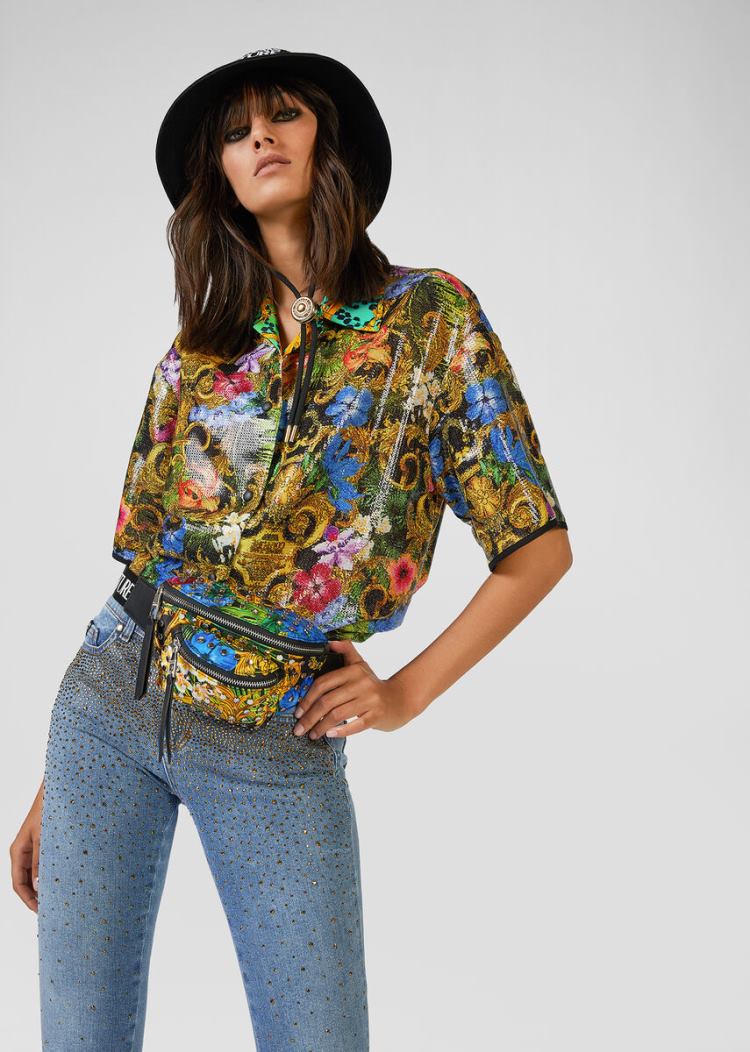 Versace Jeans Couture Tropical Baroque Print Belt Bag τσαντα Jeans Couture Πολύχρωμο | 5ZFQX8A