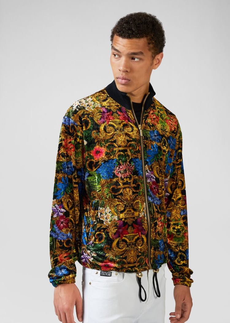 Versace Jeans Couture Tropical Baroque Print Velvet Sweatshirt Φούτερ Jeans Couture Πολύχρωμο | INXNCWN