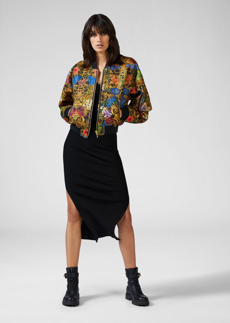 Versace Jeans Couture Tropical Baroque Print Bomber Jacket μπουφαν Jeans Couture Πολύχρωμο | NHZKOKE