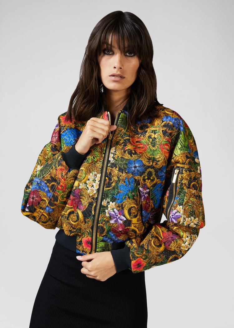 Versace Jeans Couture Tropical Baroque Print Bomber Jacket μπουφαν Jeans Couture Πολύχρωμο | NHZKOKE