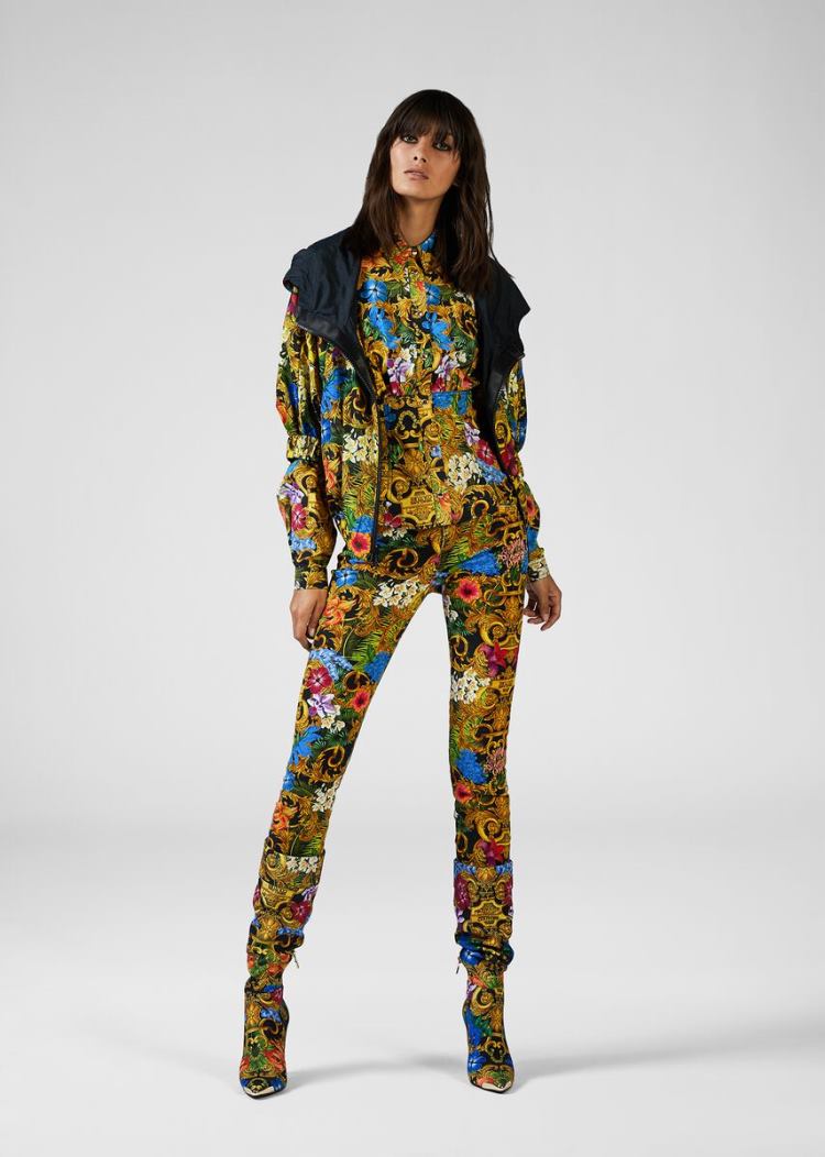 Versace Jeans Couture Tropical Baroque Print Denim Shirt πουκαμισα Jeans Couture Πολύχρωμο | V2YJJWF