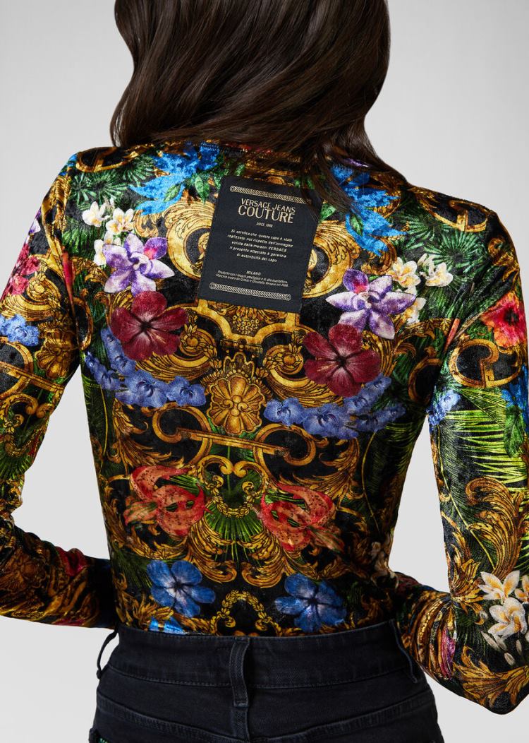 Versace Jeans Couture Tropical Baroque Print Long Sleeve Top Αριστος Jeans Couture Πολύχρωμο | WVLA6IT