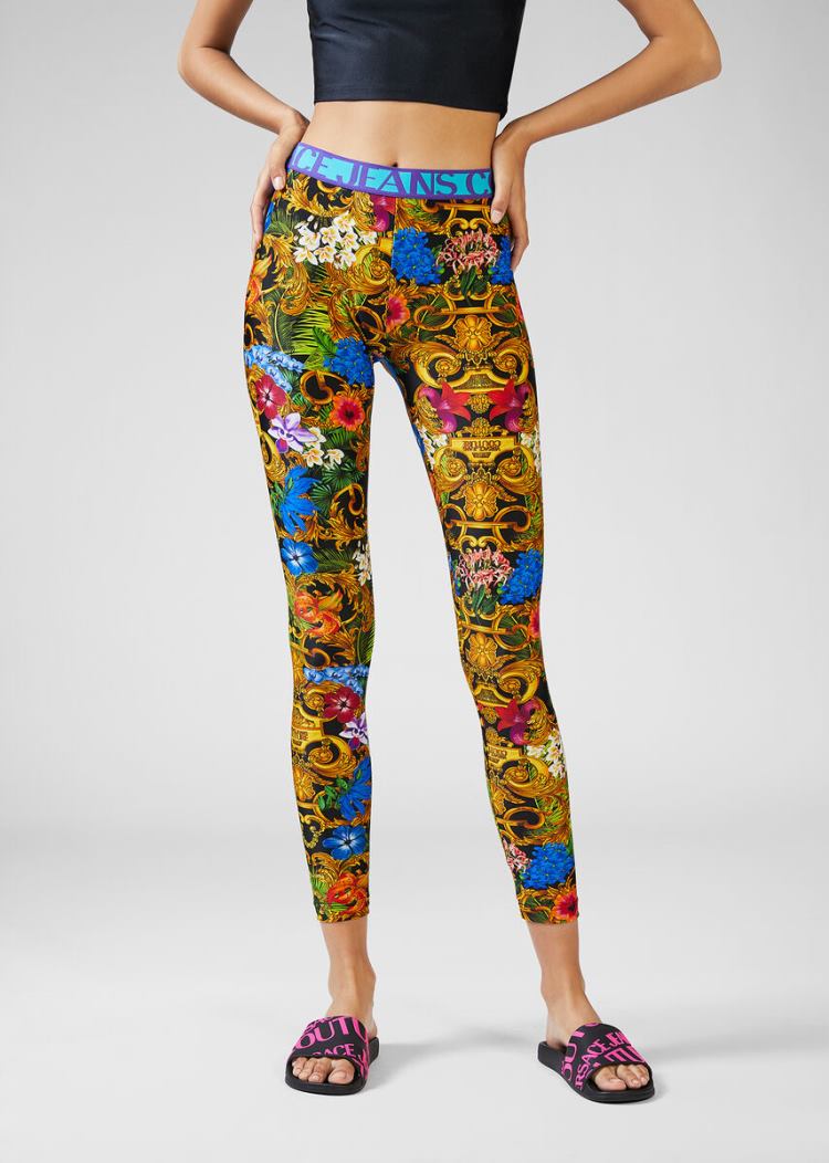 Versace Jeans Couture Tropical Baroque Print Leggings κολαν Jeans Couture Πολύχρωμο | XCUTJK0