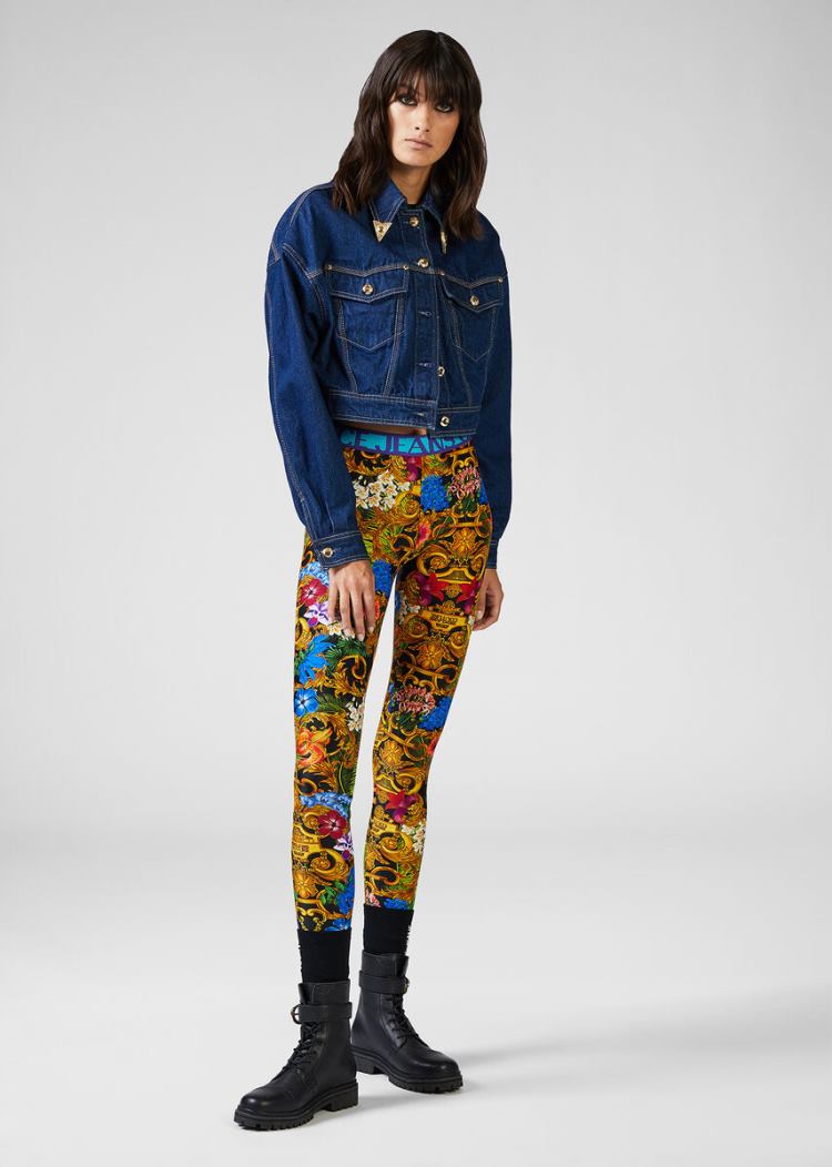 Versace Jeans Couture Tropical Baroque Print Leggings κολαν Jeans Couture Πολύχρωμο | XCUTJK0