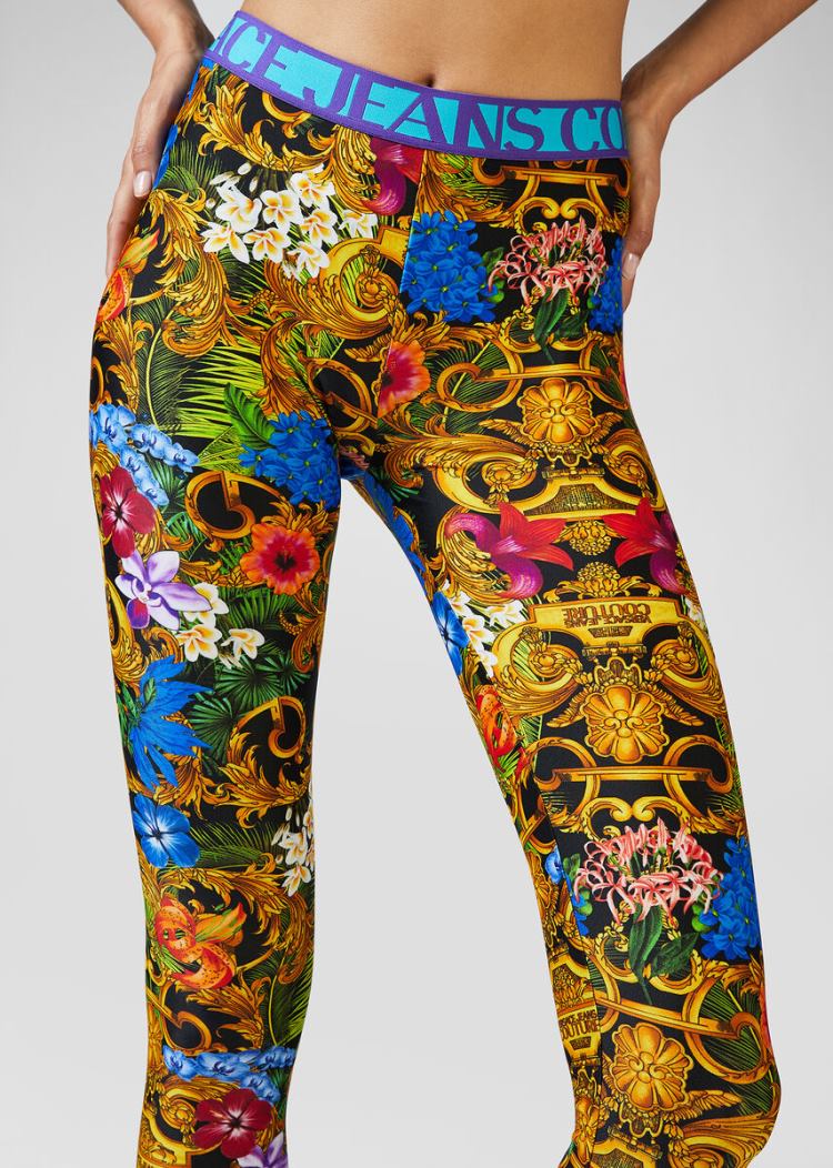 Versace Jeans Couture Tropical Baroque Print Leggings κολαν Jeans Couture Πολύχρωμο | XCUTJK0
