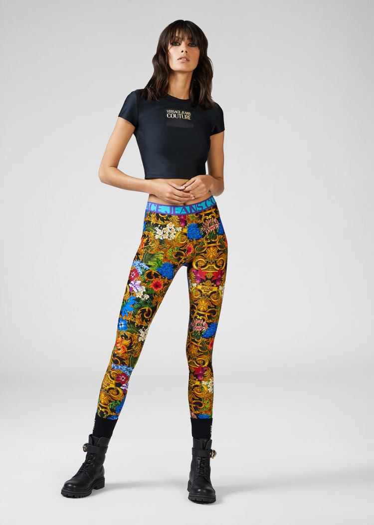 Versace Jeans Couture Tropical Baroque Print Leggings κολαν Jeans Couture Πολύχρωμο | XCUTJK0