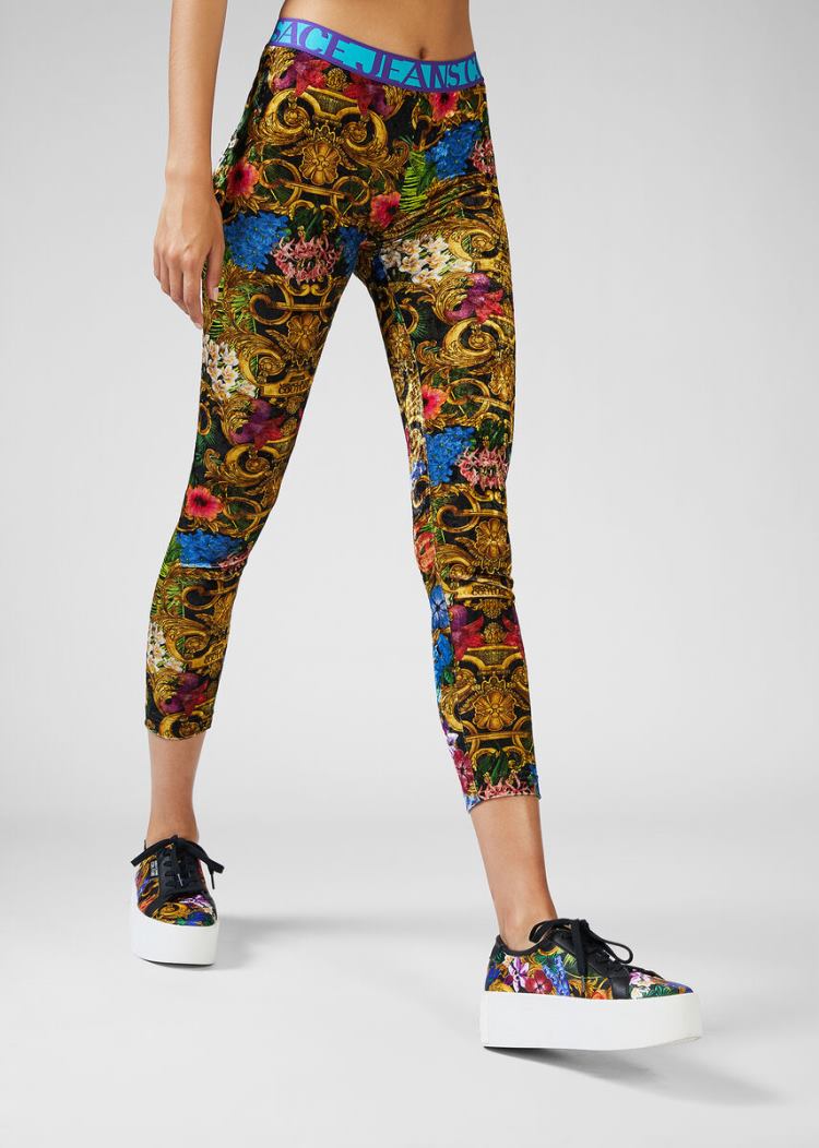 Versace Jeans Couture Tropical Baroque Print Leggings κολαν Jeans Couture Πολύχρωμο | Z2FHJSJ