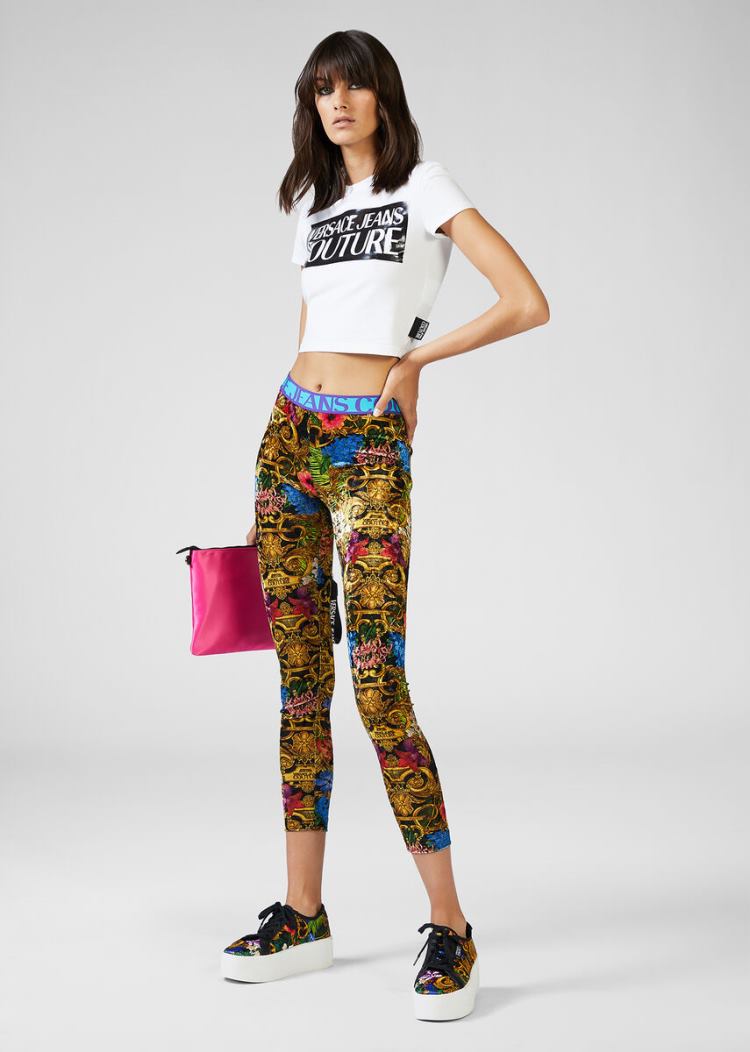 Versace Jeans Couture Tropical Baroque Print Leggings κολαν Jeans Couture Πολύχρωμο | Z2FHJSJ