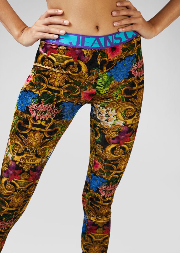 Versace Jeans Couture Tropical Baroque Print Leggings κολαν Jeans Couture Πολύχρωμο | Z2FHJSJ