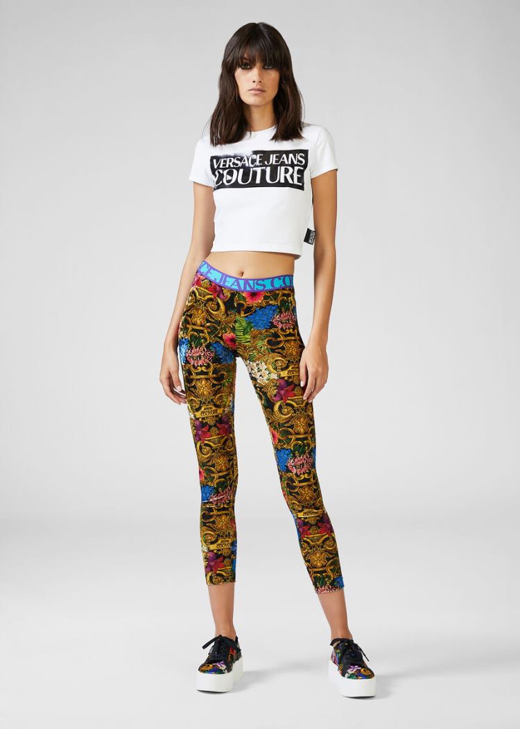 Versace Jeans Couture Tropical Baroque Print Leggings κολαν Jeans Couture Πολύχρωμο | Z2FHJSJ