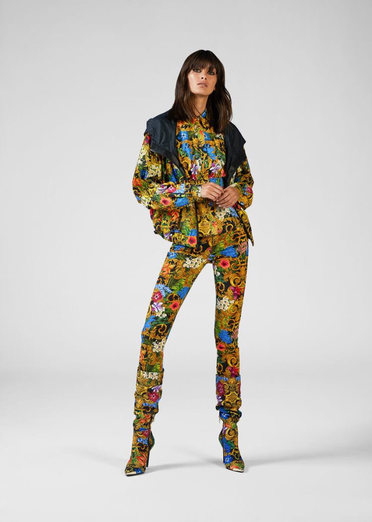 Versace Jeans Couture Tropical Baroque Print Windbreaker Windbreaker Jeans Couture μαυρα | ZGLF0CV