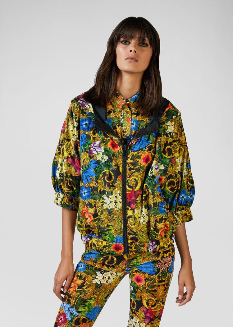 Versace Jeans Couture Tropical Baroque Print Windbreaker Windbreaker Jeans Couture μαυρα | ZGLF0CV
