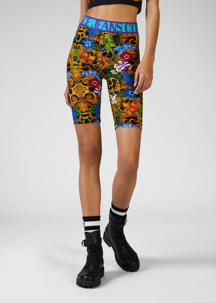 Versace Jeans Couture Tropical Baroque Print Shorts σορτσ Jeans Couture Πολύχρωμο | ZRZNGW5