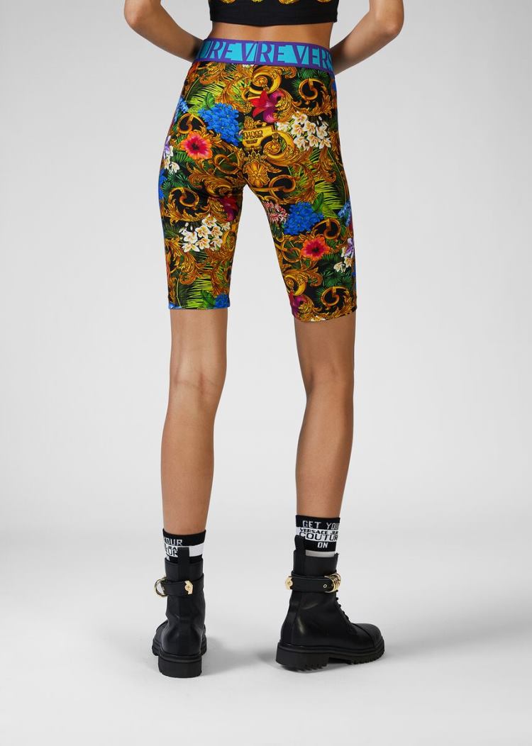 Versace Jeans Couture Tropical Baroque Print Shorts σορτσ Jeans Couture Πολύχρωμο | ZRZNGW5