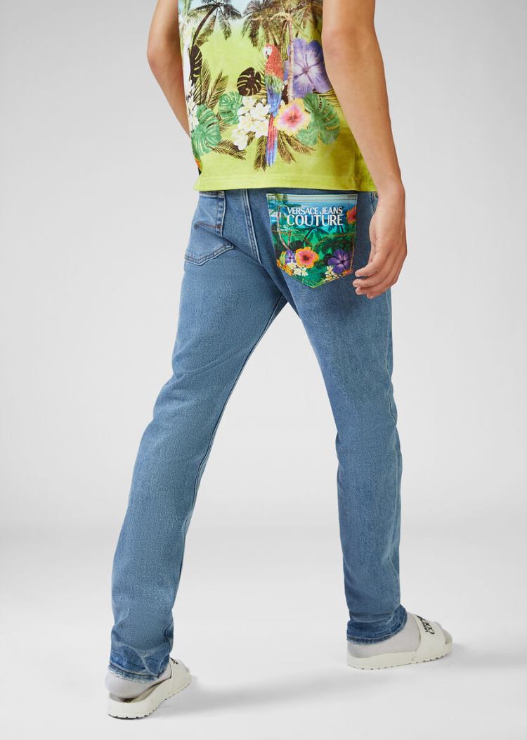 Versace Jeans Couture Tropical Parrots Pocket Jeans τζιν παντελονι Jeans Couture μπλε | 33GIJM0