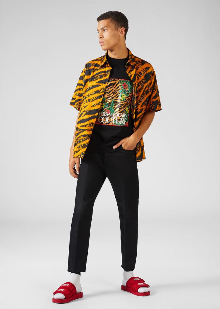 Versace Jeans Couture Tropical Tiger Print T Shirt μπλουζακια Jeans Couture μαυρα | WTQTPU6